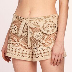 NWT Aguaclara Nude Natural Stories Crochet Shorts